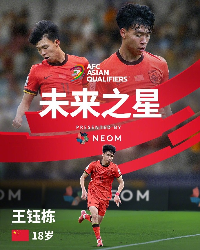 亞洲杯官方社媒發(fā)布王鈺棟個(gè)人海報(bào)：青年軍的旗幟，飄揚(yáng)在前哨