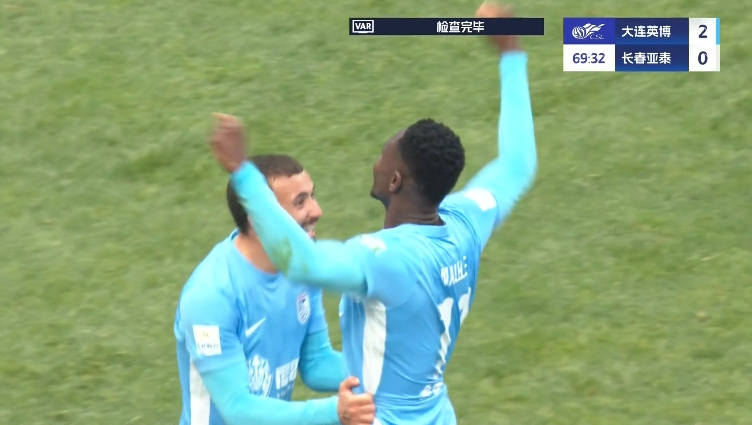 馬萊萊大連處子球！呂焯毅助攻馬萊萊破門，大連英博2-0亞泰